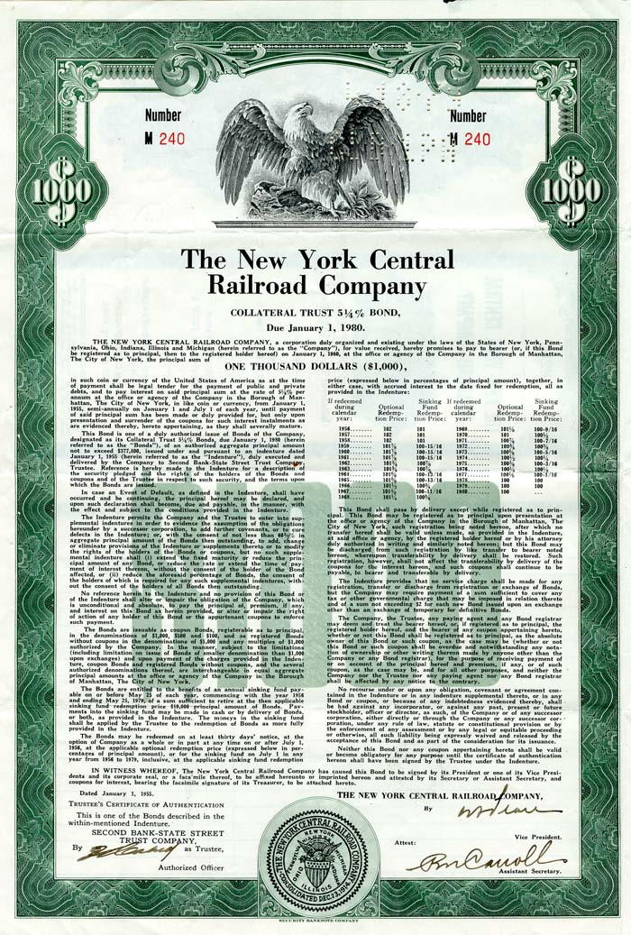 New York Central Railroad Co. - Bond